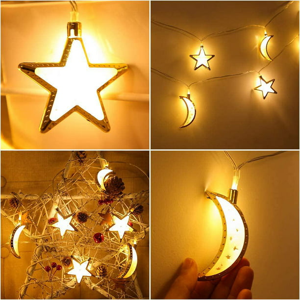 LED String Fairy Lights Ramadan EID Mubarak Muslim Islam Moon Star Indoor Decor